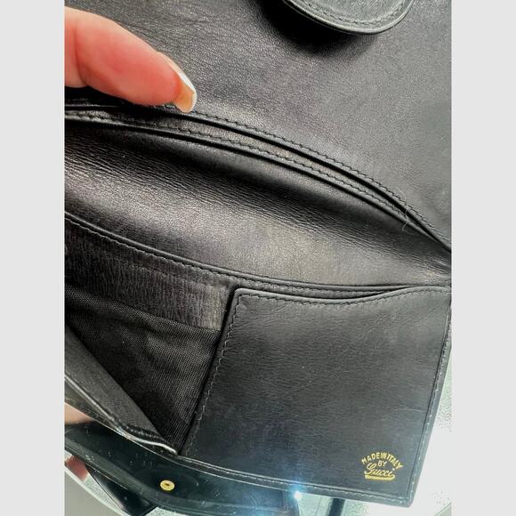 GUCCI Limited Edition Black Vintage Long Leather Card Holder Bi Fold Wallet - Picture 8 of 14